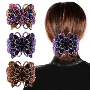 3-Piece Luxurious Retro Colorful Rhinestone Shiny Hair Clips