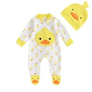 Newborn Onesie Duck Outfit with Hat for Boy or Girl