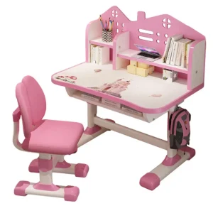 Girls Pink Desk and Chair Set for Kids Study Room & Homeschool
